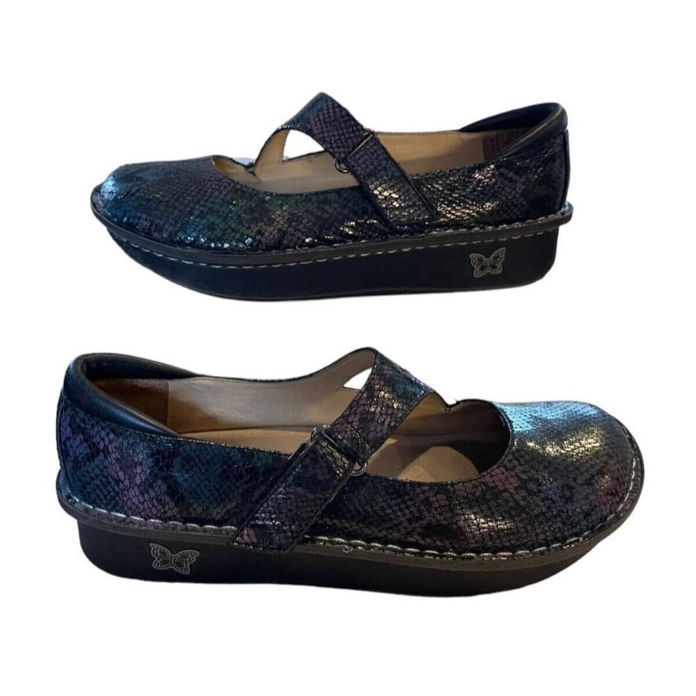 Alegria Mary Jane Nurse Clog Multi Snake Skin Comfort Platform Women US Sz 10.5